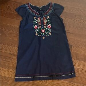 Lucky Brand Navy Dress with Floral Embroidery